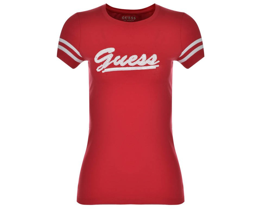 T-SHIRT DAMSKI CZERWONY GUESS
