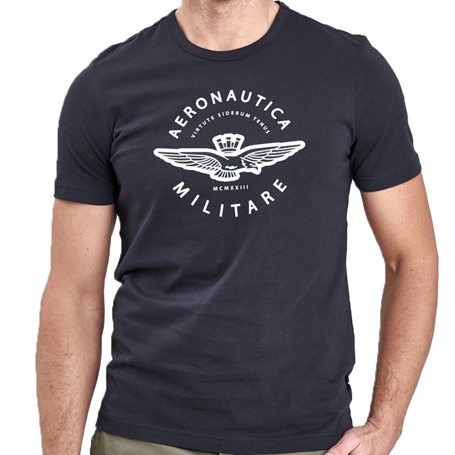 T-shirt Męski Aeronautica Militare 201TS1719J452 Granatowy
