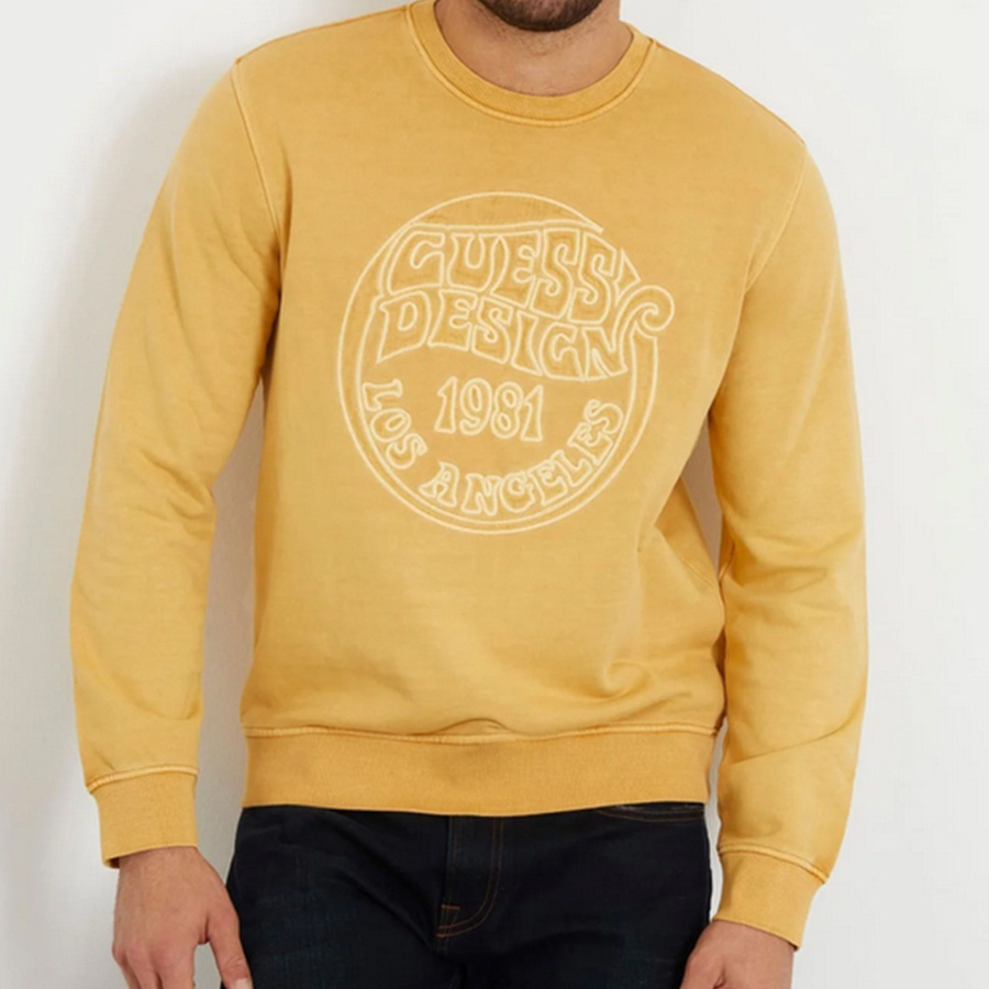 Bluza Męska GUESS LOGO Regular Fit Żółta