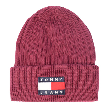 Czapka TOMMY JEANS Beanie AW0AW13819 Bordowy