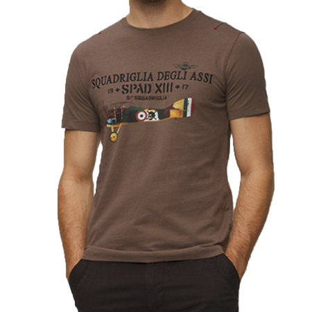 T-shirt Męski Aeronautica Militare 242TS2251J635 Brązowy