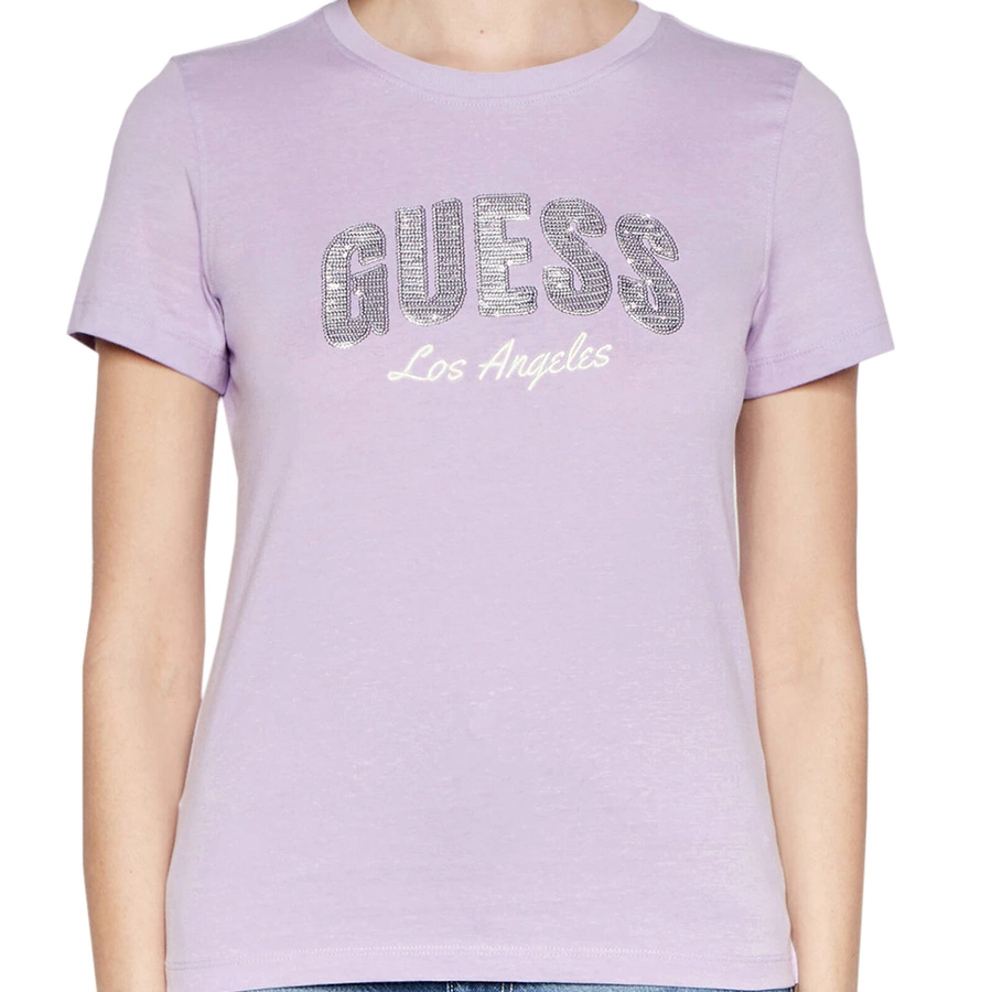 T-shirt Damski GUESS Logo W4GI31 I3Z14 Fioletowy