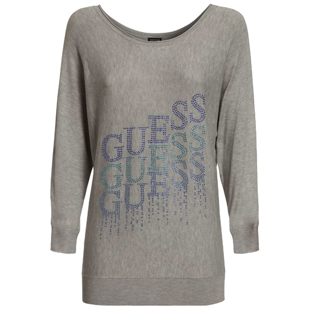 Sweter Damski GUESS W1YR0NZ2NQ0 Szary z Cyrkoniami