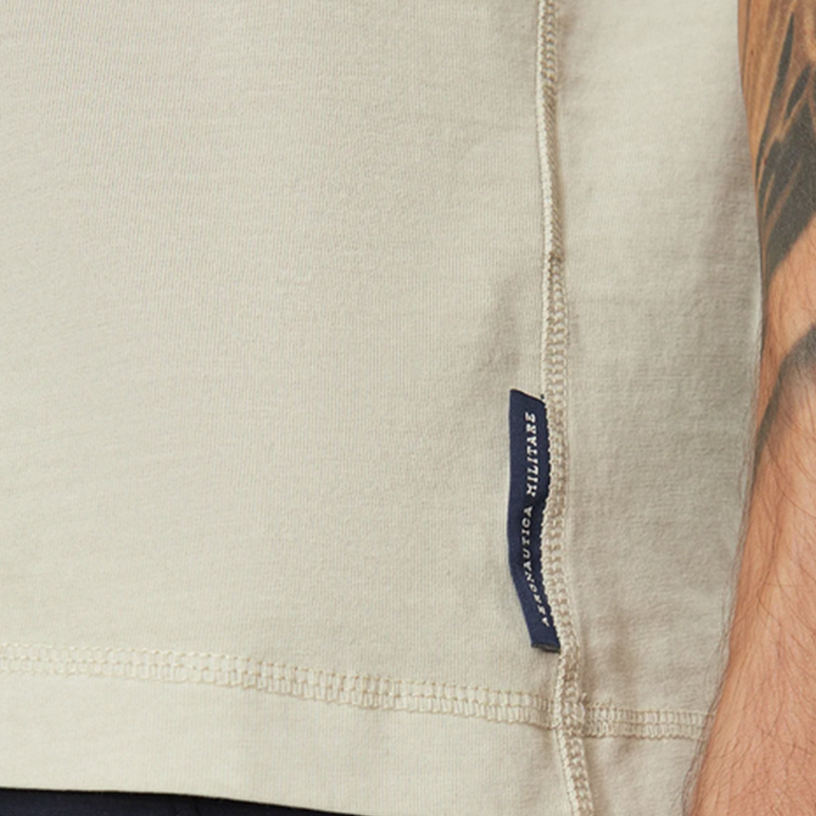 T-shirt Męski Aeronautica Militare 242TS2302J652 Beżowy