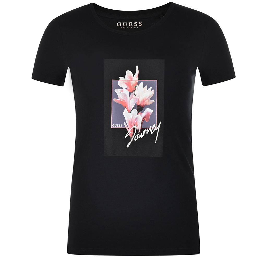 T-shirt Damski GUESS Journey Q2OI01 K9ID0 Czarny