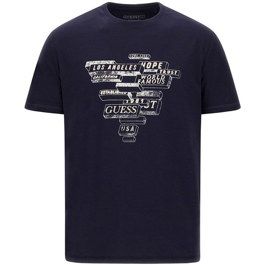 T-Shirt Męski GUESS Abstract M3YI23 J1314 Granat