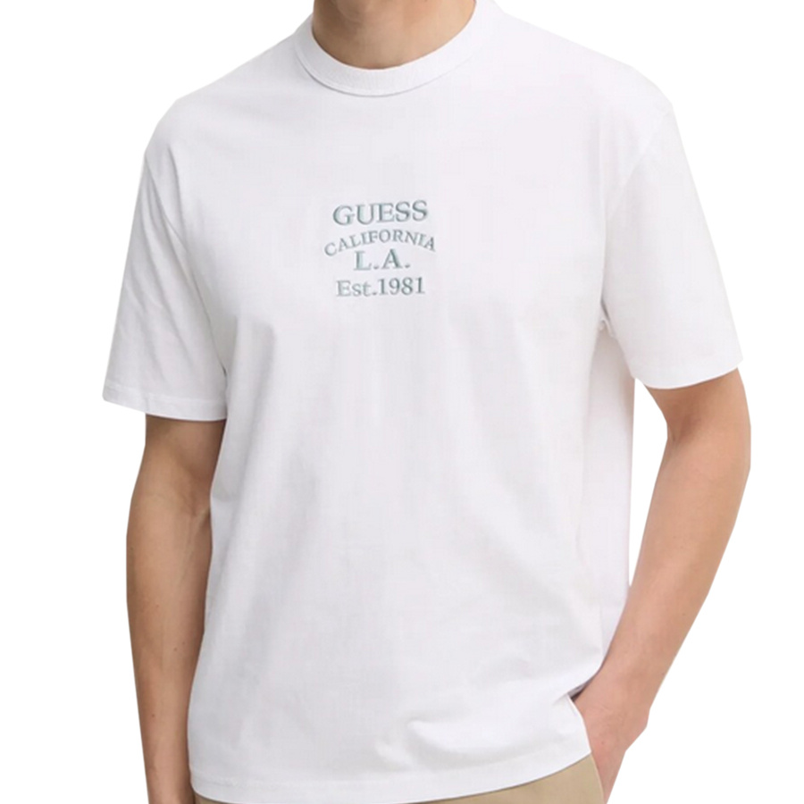 T-shirt Męski Logo GUESS M5RI35 K8FQ4 Biały