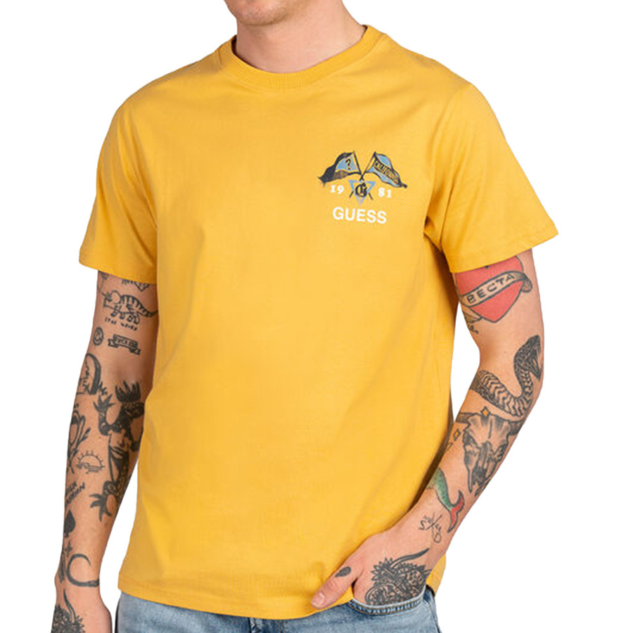 T-Shirt Męski GUESS Logo M2RI16 K8FQ1 Żółty