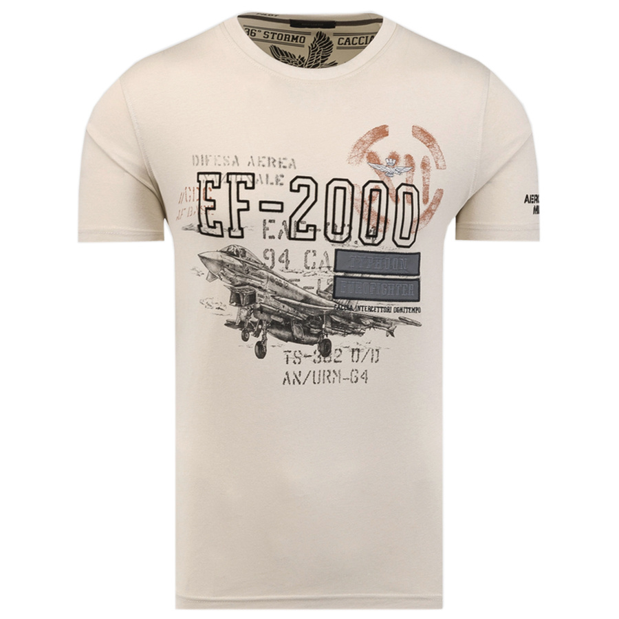 T-shirt Męski Aeronautica Militare 242TS2325J641 Beżowy