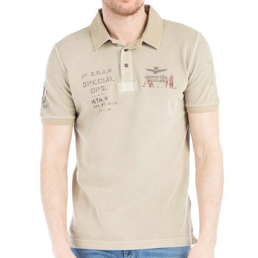 Koszulka Polo Aeronautica Militare 181PO1233P135 Beżowa
