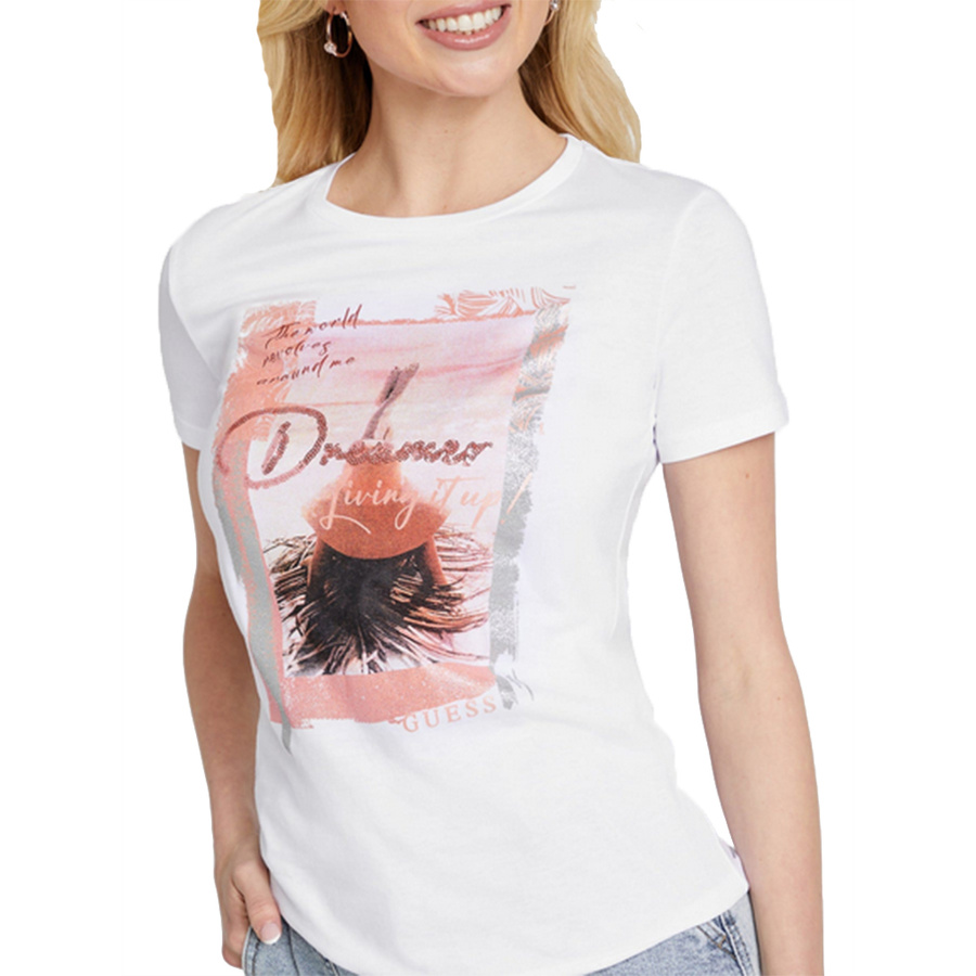 T-shirt Damski GUESS Logo M1RI36I3Z11 Biały
