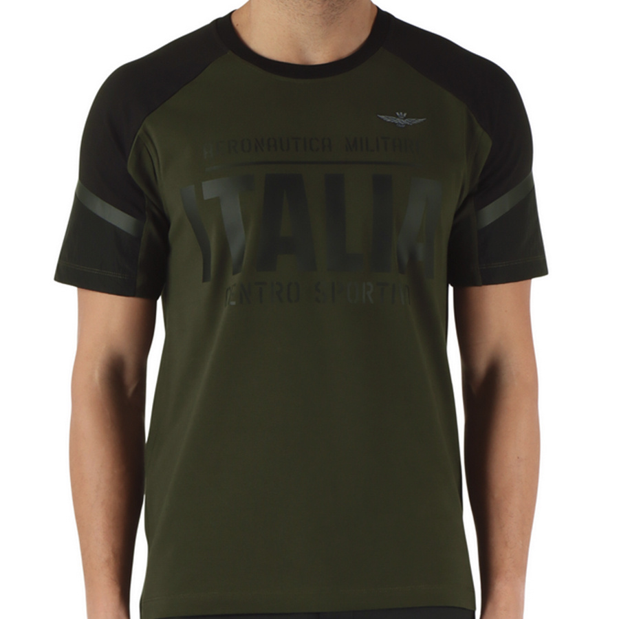T-shirt Męski Aeronautica Militare 242TS2327J612 Zielony