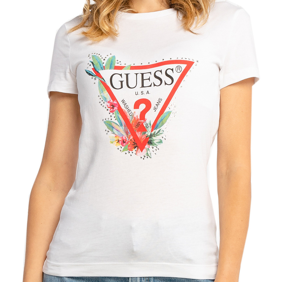 T-Shirt Damski GUESS Nora W1YI98 JA911 Bialy