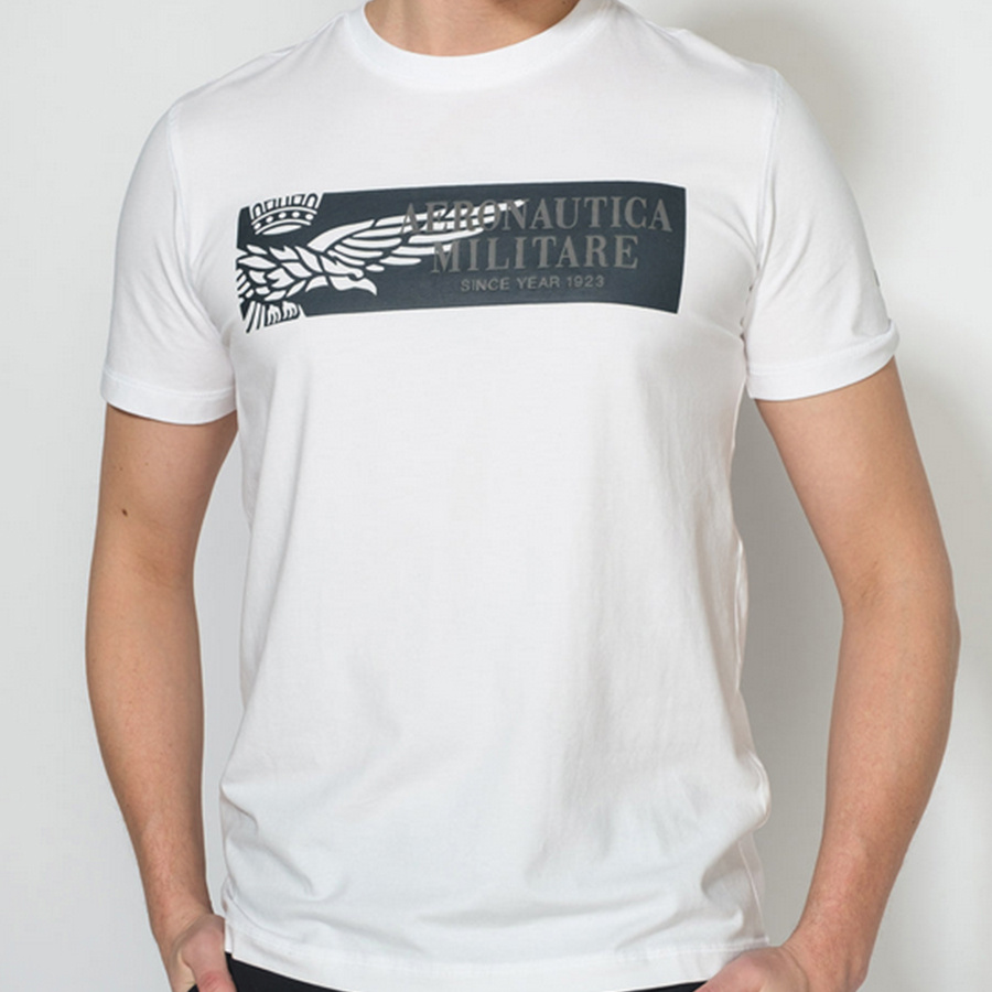 T-shirt Męski Aeronautica Militare 221TS1944J507 Biały
