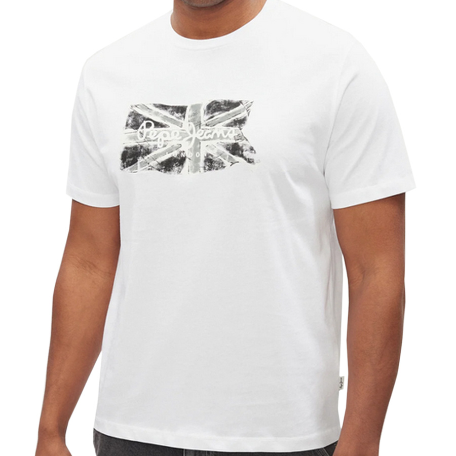 T-shirt Męski PEPE JEANS Flag PM509720 Biały