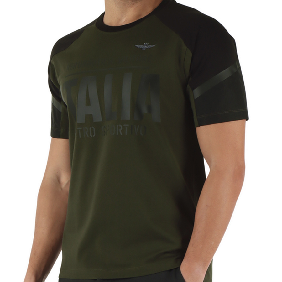 T-shirt Męski Aeronautica Militare 242TS2327J612 Zielony