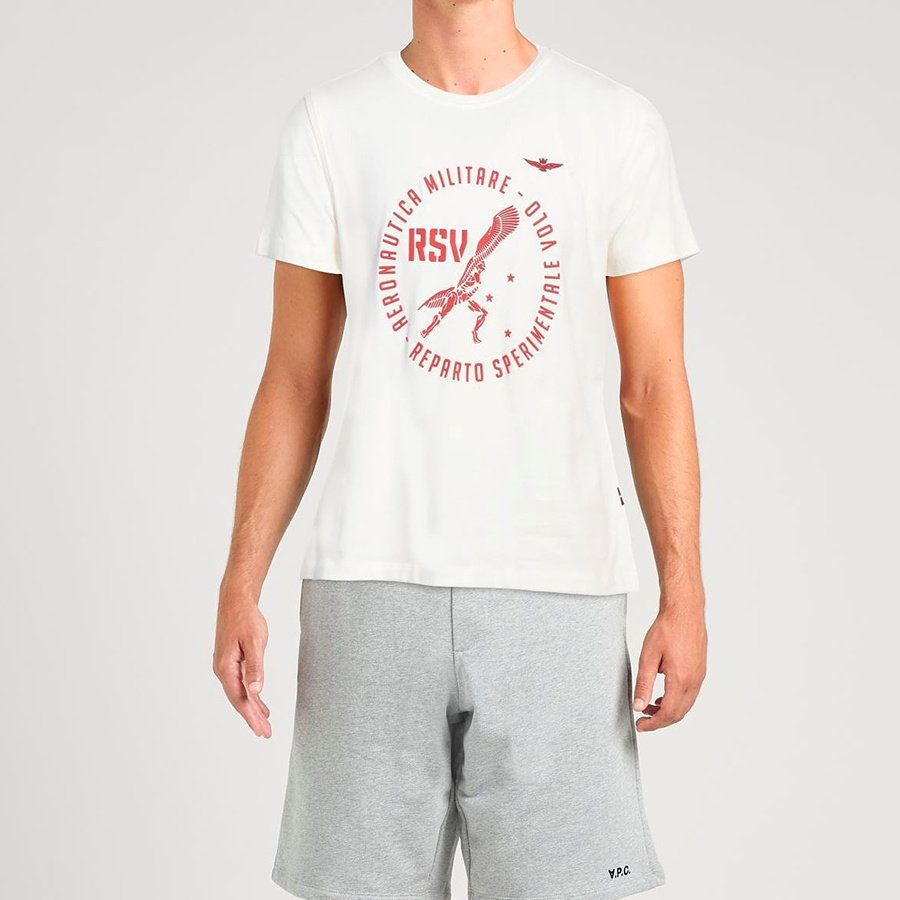 T-shirt Męski Aeronautica Militare 202TS1757J486 Biały
