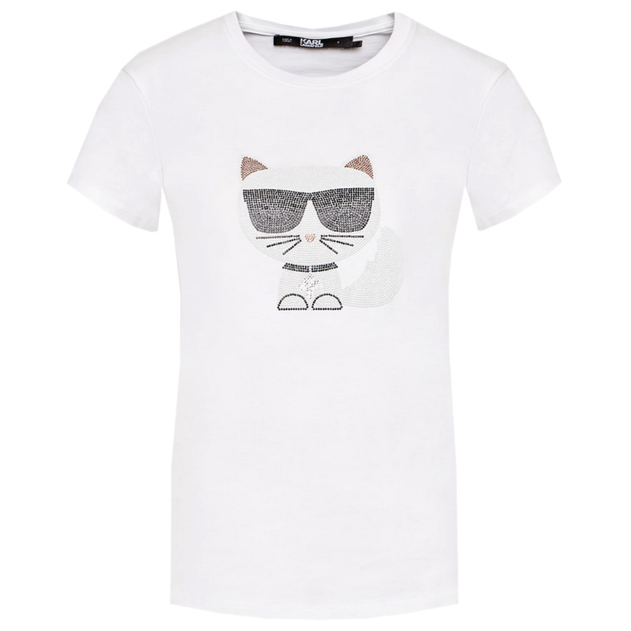T-shirt KARL LAREGFELD Rhinestone 216W1732 Biały
