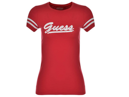 T-SHIRT DAMSKI CZERWONY GUESS