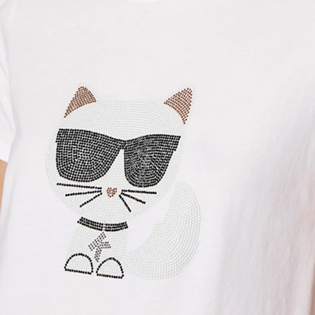 T-shirt KARL LAREGFELD Rhinestone 216W1732 Biały