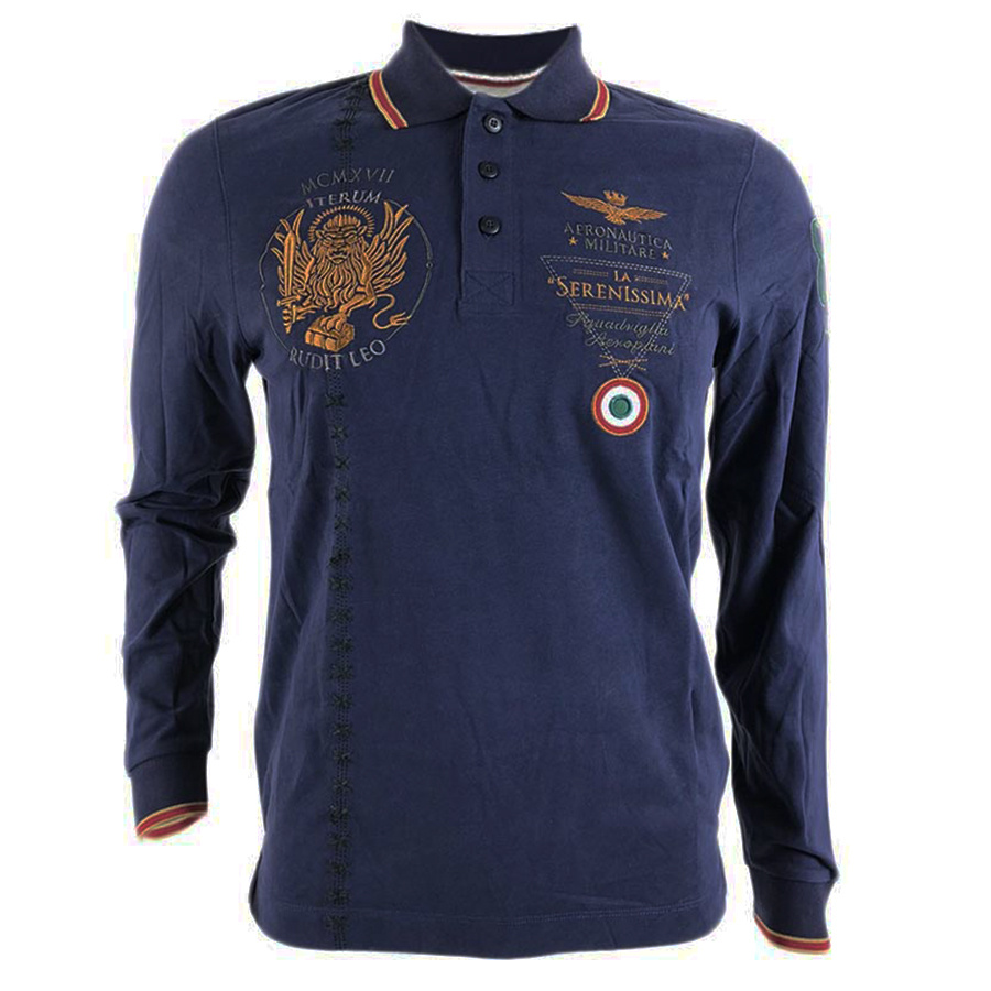 Koszulka Polo Aeronautica Militare 182PO1285J419 Granatowa