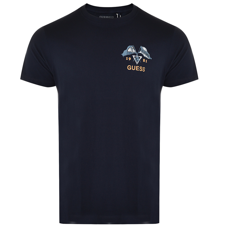 T-Shirt Meski GUESS Logo M2RI16 K8FQ1 Granatowy