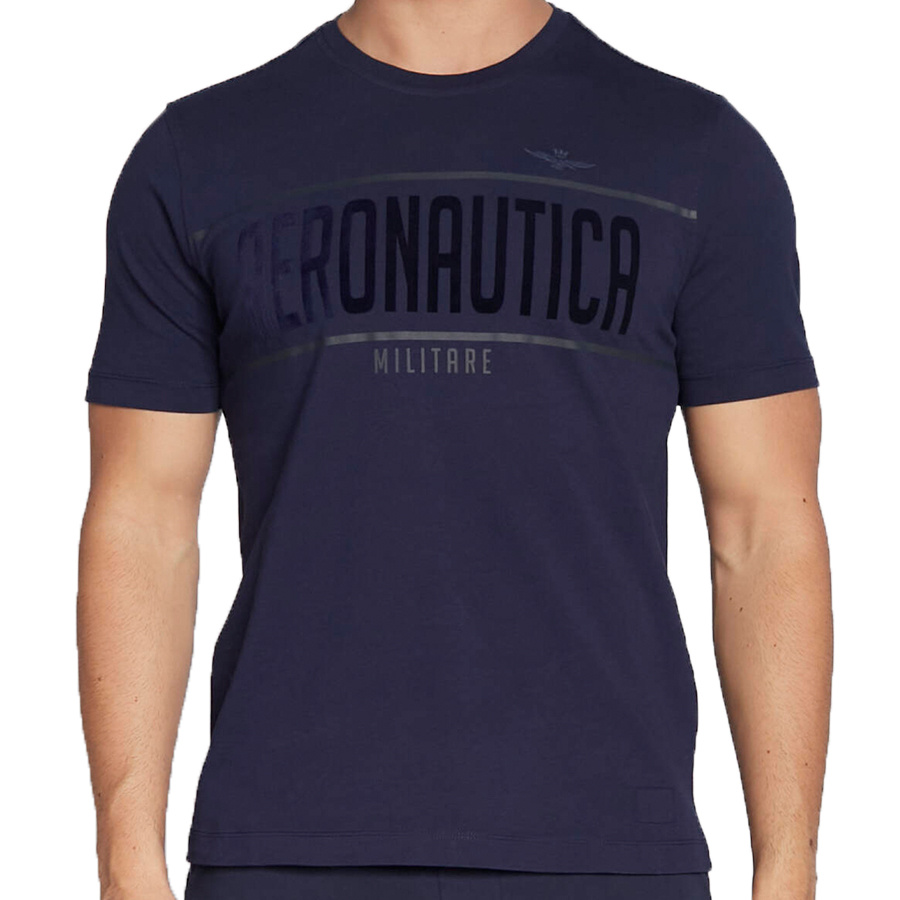 T-shirt Męski Aeronautica Militare 222TS2047J550 Granatowy