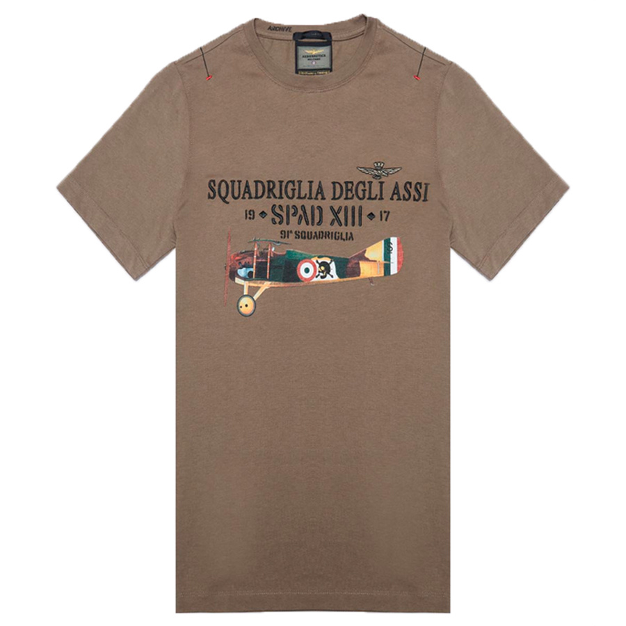 T-shirt Męski Aeronautica Militare 242TS2251J635 Brązowy