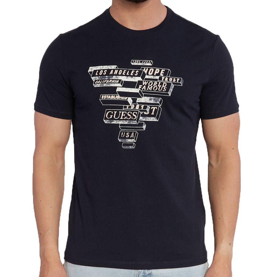 T-Shirt Męski GUESS Abstract M3YI23 J1314 Granat