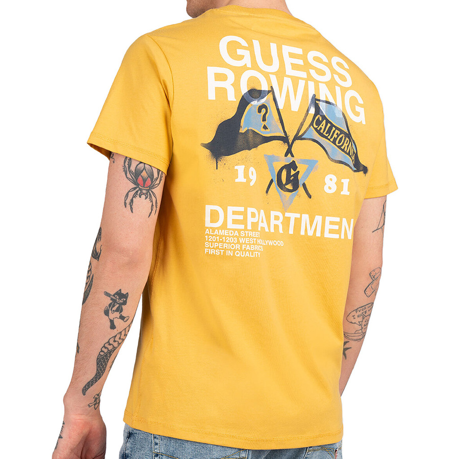 T-Shirt Męski GUESS Logo M2RI16 K8FQ1 Żółty