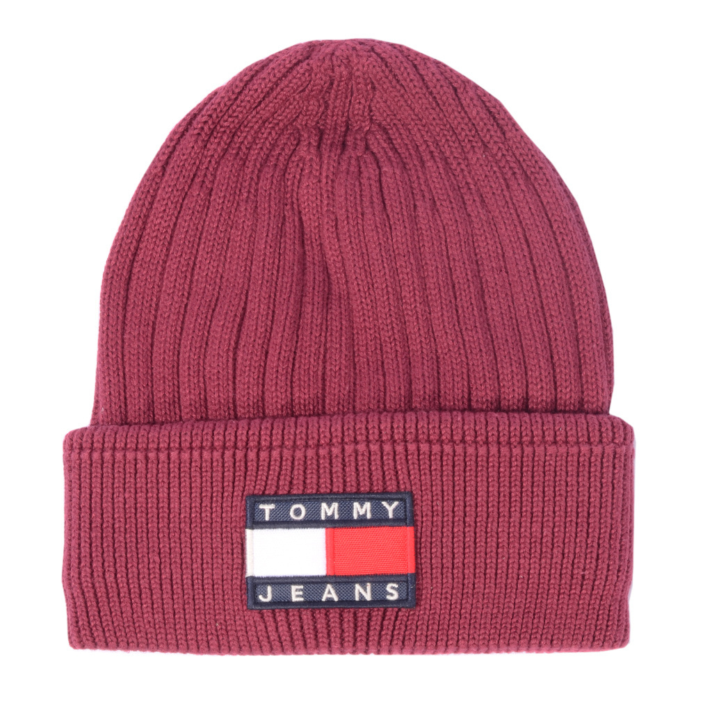 Czapka TOMMY JEANS Beanie AW0AW13819 Bordowy