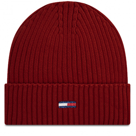 Czapka TOMMY JEANS Ess Beanie AW0AW10705 Bordowa