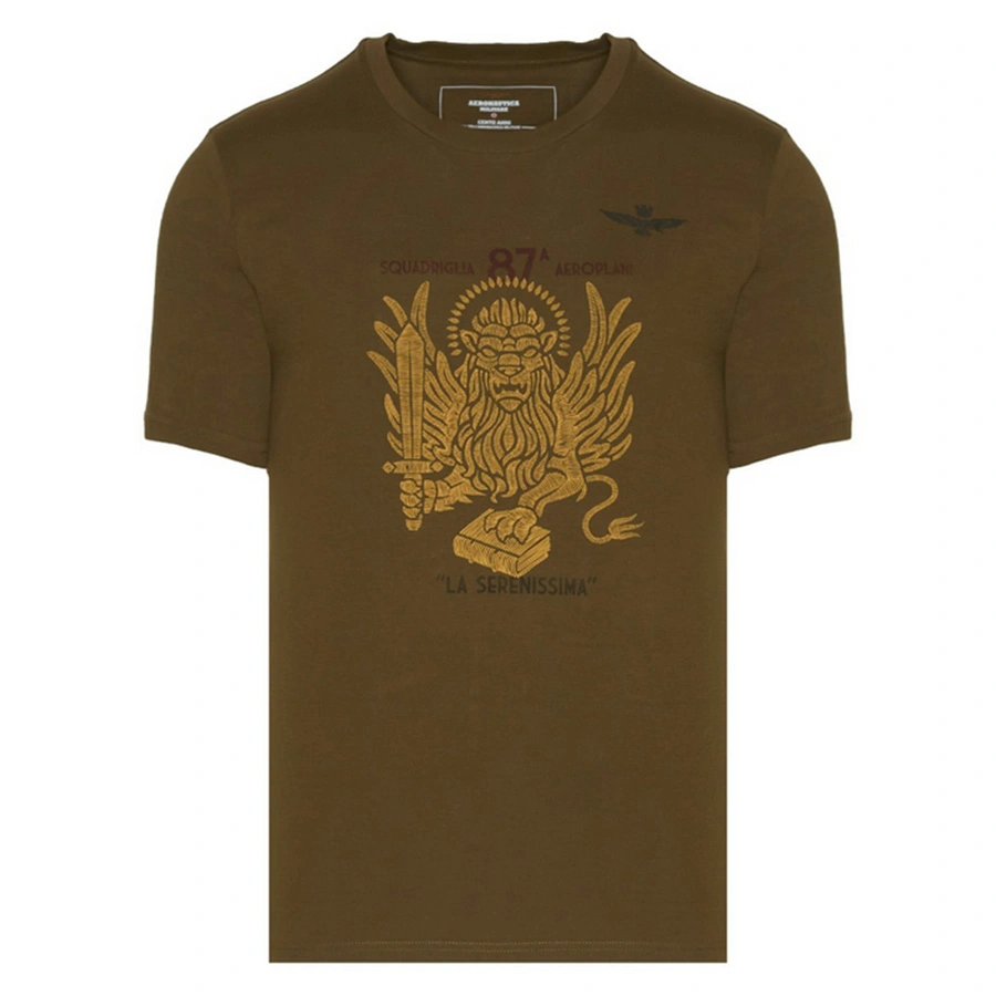 T-shirt Męski Aeronautica Militare 231TS2126J607 Khaki