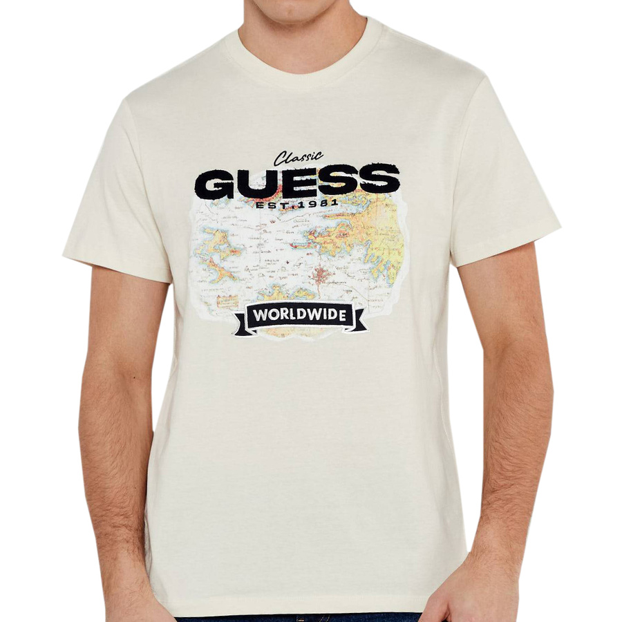 T-Shirt Męski GUESS M5RI10 I3Z14 Beżowy