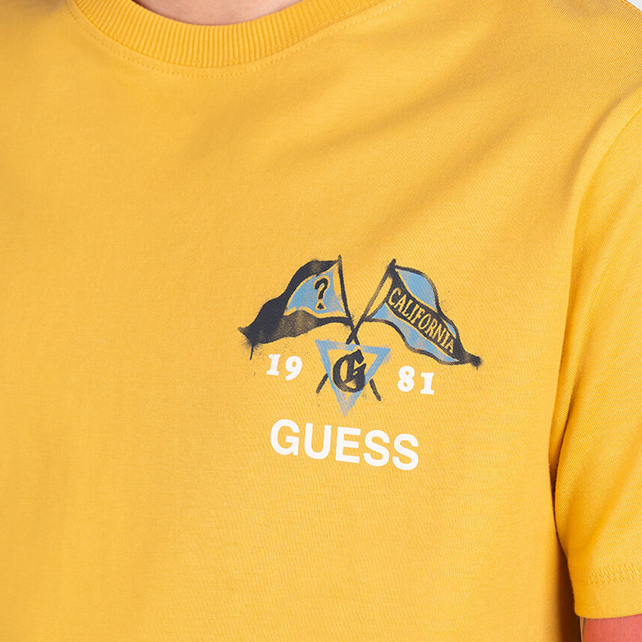 T-Shirt Męski GUESS Logo M2RI16 K8FQ1 Żółty