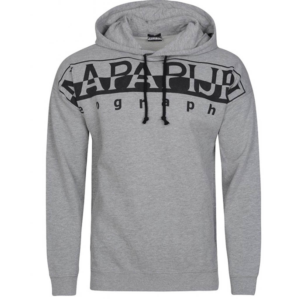 BLUZA MĘSKA Z KAPTUREM NAPAPIJRI SZARA LOOSE FIT