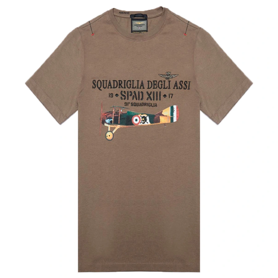 T-shirt Męski Aeronautica Militare 242TS2251J635 Brązowy