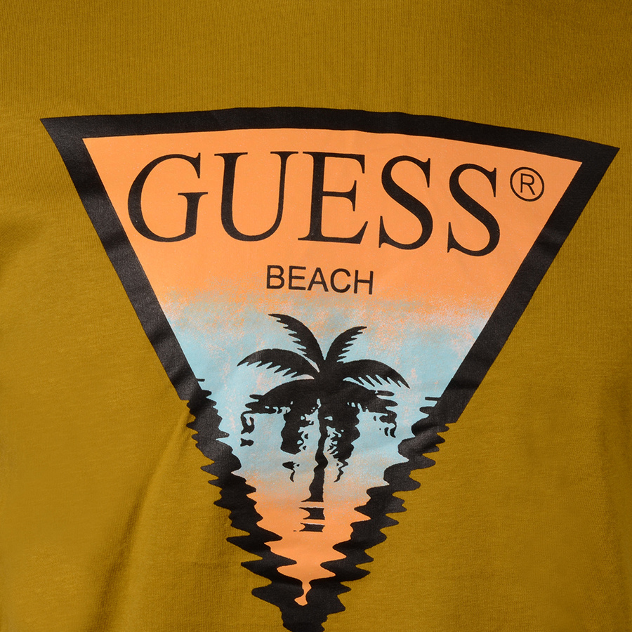 T-Shirt Męski GUESS Logo W1BQ01 K68I1 Zielony