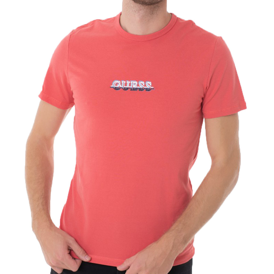 T-Shirt Męski GUESS M3RI11 J1314 Różowy