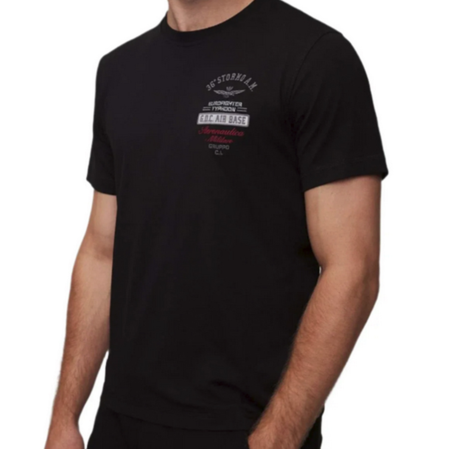 T-shirt Męski Aeronautica Militare 242TS2326J641 Czarny
