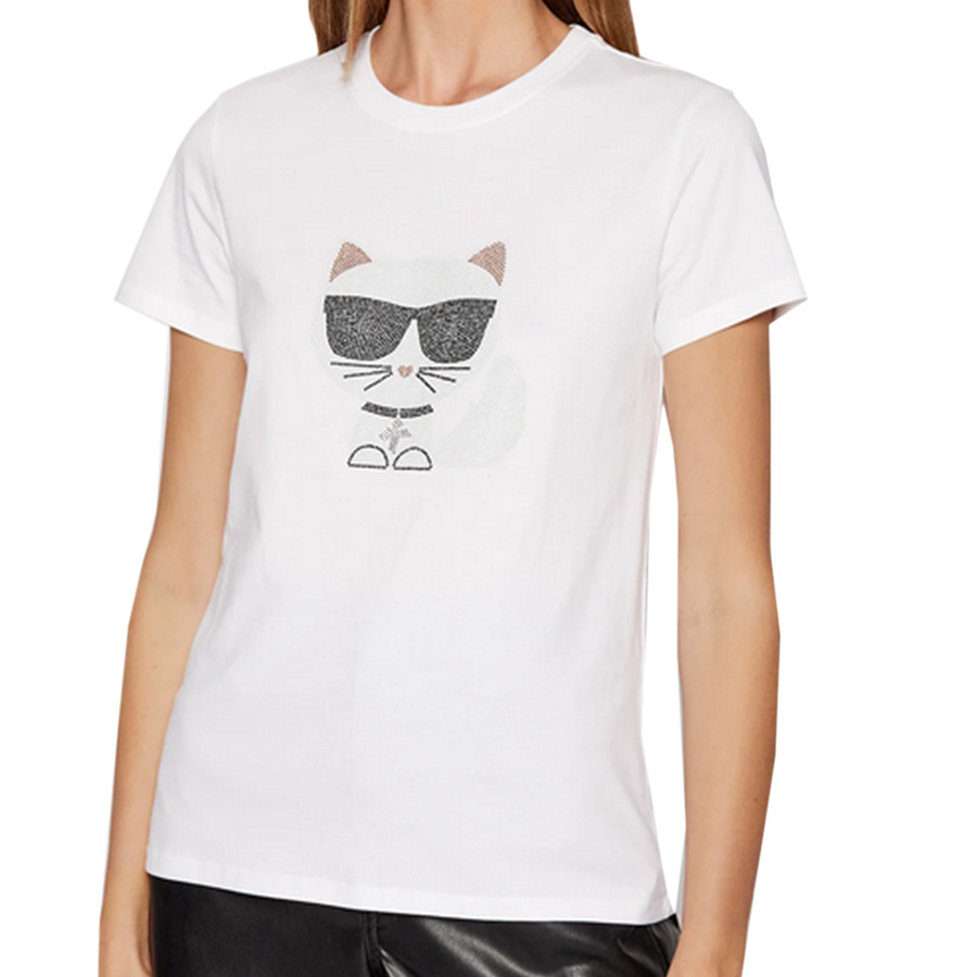 T-shirt KARL LAREGFELD Rhinestone 216W1732 Biały