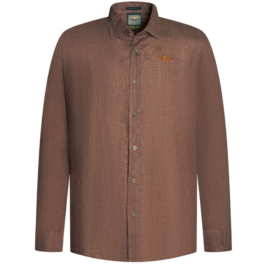 Koszula Męska Aeronautica Militare 241CA1239CT3089 Ciemny Brąz