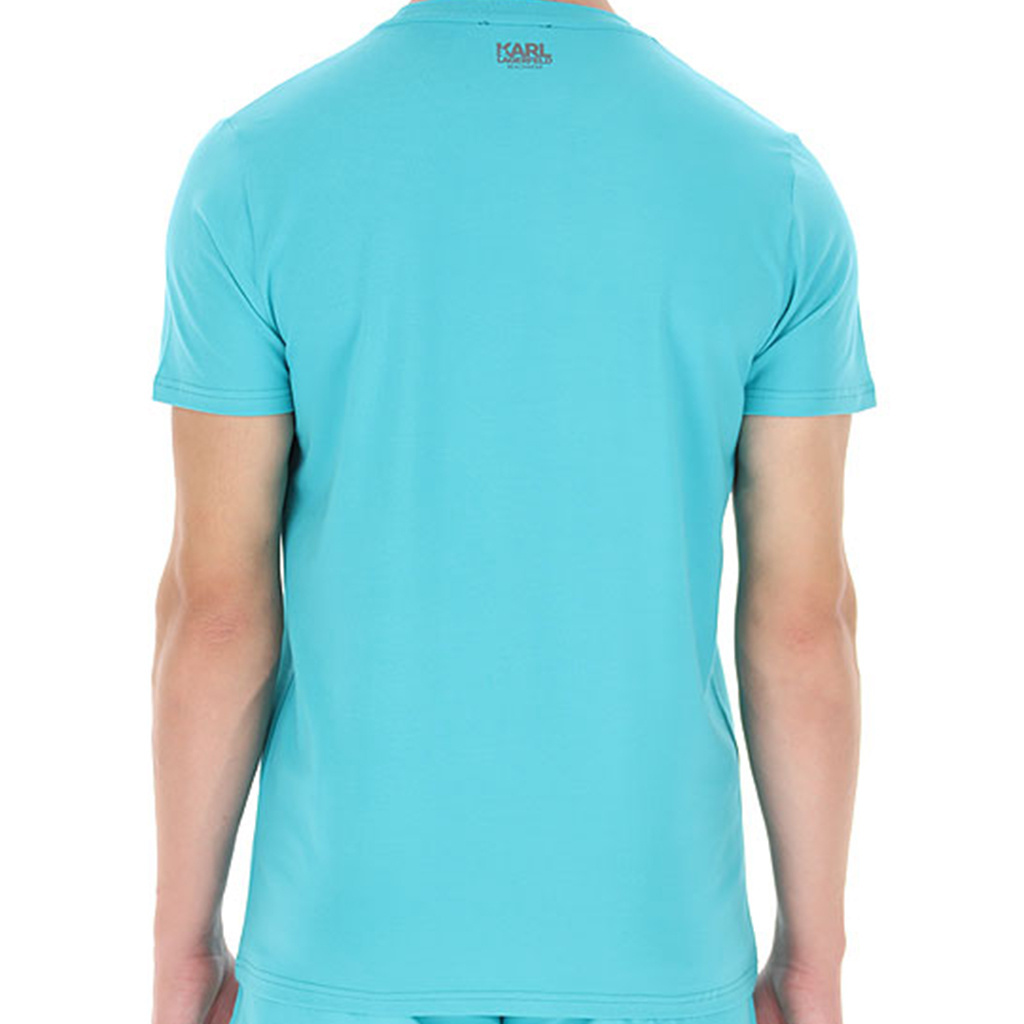 T-shirt KARL LAGERFELD Rue St. KL22MTS02 Turkusowy