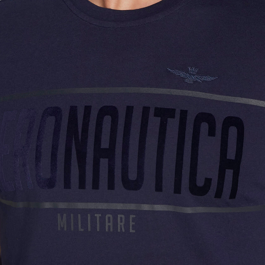 T-shirt Męski Aeronautica Militare 222TS2047J550 Granatowy