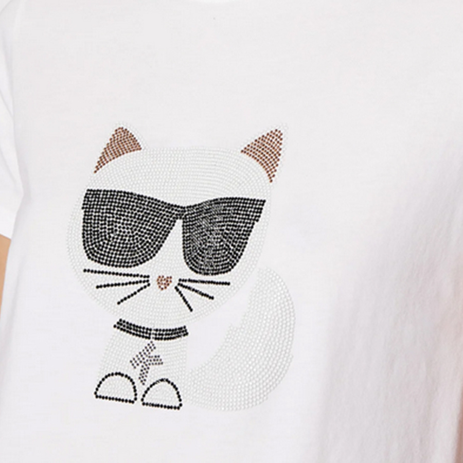T-shirt KARL LAREGFELD Rhinestone 216W1732 Biały