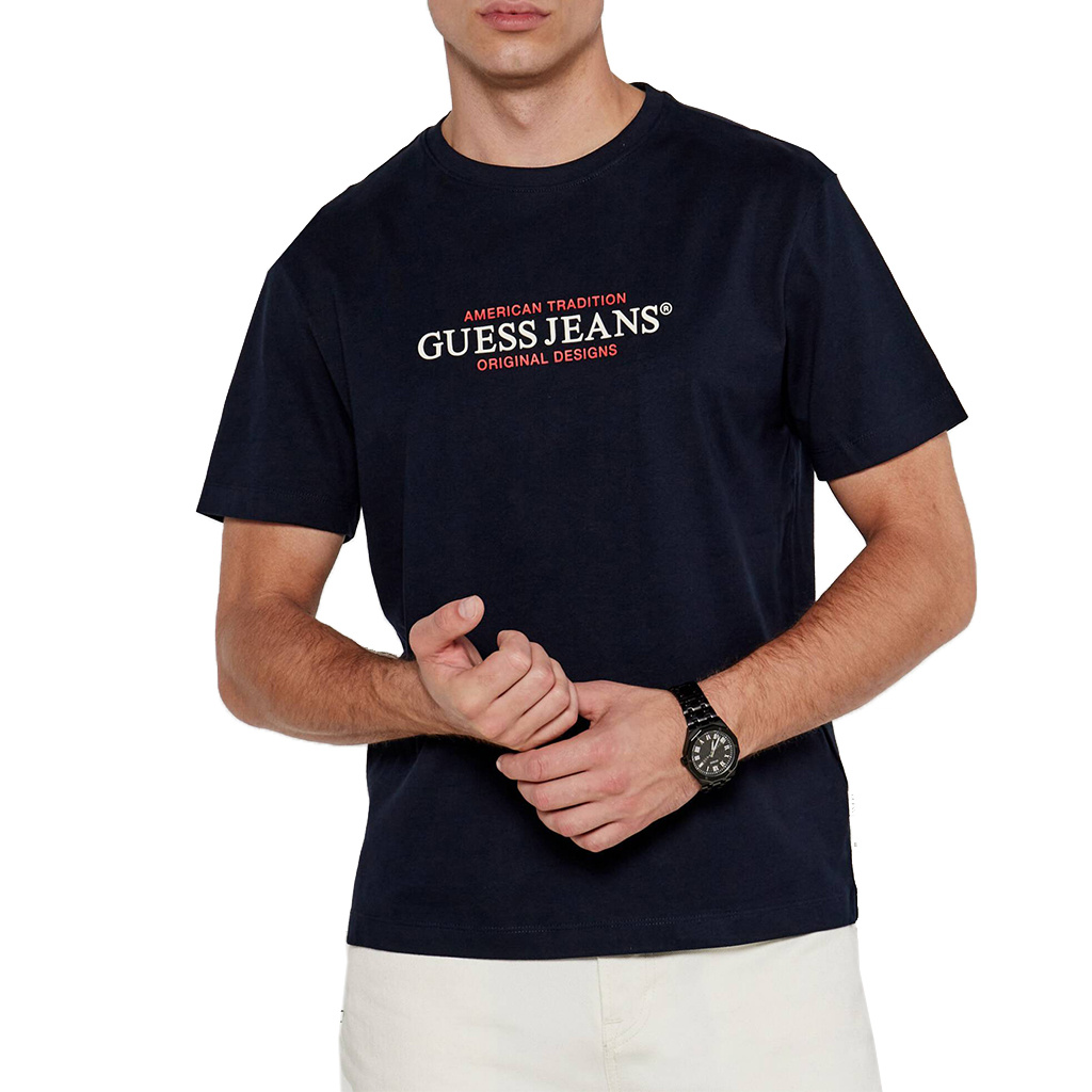 T-shirt Męski GUESS Jeans M4YI42 K8FQ4 Granatowy