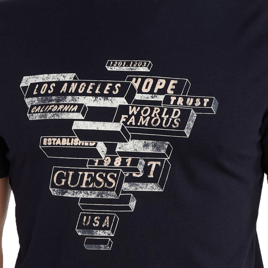 T-Shirt Męski GUESS Abstract M3YI23 J1314 Granat