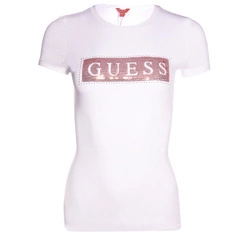 T-Shirt Damski GUESS W1YI98 JA911 Biały Cekiny