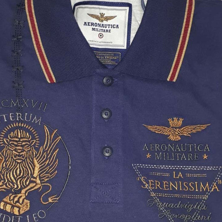 Koszulka Polo Aeronautica Militare 182PO1285J419 Granatowa