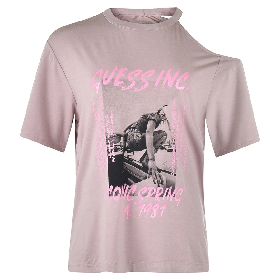 T-shirt Damski GUESS Q2GII3 KB6N1 Pudrowy róż